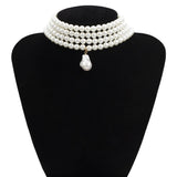 Mtcytea  Gorgeous Multilayers Imitation Pearl Choker Necklaces for Women Jewelry Irregular Pearls Pendant Wedding Necklace