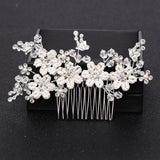 Silver Color Pearl Crystal Wedding Hair Combs Hair Accessories for Bridal Flower Headpiece Women Bride Hair ornaments Jewelry