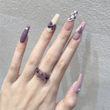 false nails with designs acrylic for nail Imitation Pearl Lace Bowknot press on nails Charming Pre Design fake nails with glue