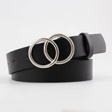 Double Ring Belts for Women Girls Fashion Leopard Waist Belt PU Metal Buckle Heart Pin Belt Leisure Dress Jeans Wild Waistband