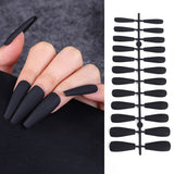 24Pcs Matte Long Ballerina False Nails Tips Colorful Coffin Full Cover Fake Nails With Glue Nail Art Decor Manicure Extension