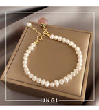 New Baroque Natural Pearl Pink Peach Pendant Bracelets For Woman Korean Fashion Jewelry Girl's Elegant and Sweet Charm Bracelet