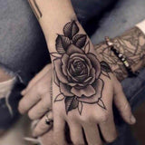 Hand Back Finger Dark Waterproof Temporary Tattoo on Hand Black White Rose Cross Spider Web Fake Tattoo Mandala Tattoo Stickers