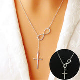 Simple Fashion Korean Stainless Steel Infinity Charm Cross Pendant Women Jewelry Necklace Gift Girl Jewelry Hot Sold