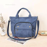 Mtcytea Corduroy Shoulder Bag Women Vintage Shopping Bags Zipper Girls Student Bookbag Handbags Casual Tote With Outside Pocket