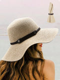 Women's Straw Sun Hat Classic Flat Beach Hat Summer Sun Protection Cowboy Style Hat Rolled Up Packable Wide Brim Panama Hats