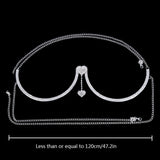 Double Heart Pendant Crystal Chest Bracket Bras Chain Body Jewelry For Women Rhinestone Body Chain Harness Sexy Femme Party Rave