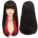 Long straight hair wig synthetic pink bangs Cosplay wig ladies synthetic bangs wig