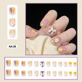 Mtcytea  24pcs/box Press On False Nails Cute Nail Art Wearable Fake Nails Heart Tips With Glue and Sticker With Wearing Tools As Gift
