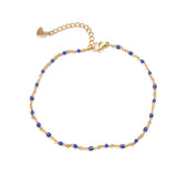 Enamel Anklet Stainless Steel Gold Color 23cm(9") long For Birthday Party And New Year Gifts , 1 Piece