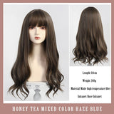 Lolita White Gold Highlight Pink Synthetic Big Wave Wig With Air Bangs Women's Cosplay Natural Heat Resistant Wig.