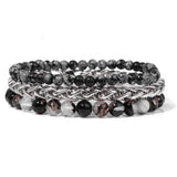 Fashion Natural Stone Beads Men Bracelet Multilayer Black Lava Onyx Beads Charm Punk Bracelet Bangles Women Jewelry Couples Gift