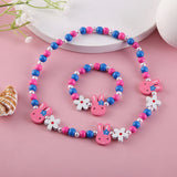 2pcs/Set Clay Beads Necklace Bracelet Jewelry Sets Cute Cartoon Pattern Charm For Children Party Jewelry Kids Birthday Gift Sets