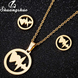 Shuangshuo Stainless Steel Butterfly Animal Jewelry Sets for Women Jewelry Mini Butterfly Necklace Earrings Cute collier Femme