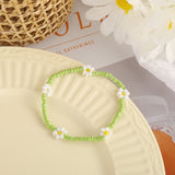 Mtcytea New Korean Cute Flowers Daisy Bracelets Transparent Colorful Beaded Handmade Elastic Wristband for Women Jewelry Dropshipping