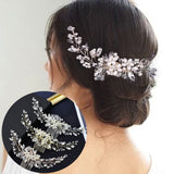 A33 Pearl Wedding Comb Head Jewelry Bride Hair Clips Floral Headpiece Crystal Women Tiaras Rhinestone Bridal Hair Accessories