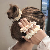 Mtcytea Pearls Beads Hair Ties Elastic Hair Bands For women Hair Rope Scrunchies Ponytail Holders Rubber Hair Accessories