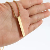 Fashion Men's Necklace Rectangle Pendant Necklace Fashion Simple Cross Chain Lover Gift Free Shipping