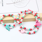 2pcs/Set Clay Beads Necklace Bracelet Jewelry Sets Cute Cartoon Pattern Charm For Children Party Jewelry Kids Birthday Gift Sets