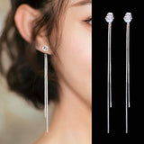 New Gold Color Long Crystal Tassel Dangle Earrings for Women Wedding Drop Earring Fashion Jewelry Gifts