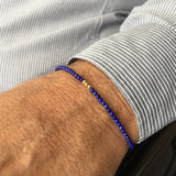 Mtcytea Lapis bracelet for Men Lapis lazuli Bead Bracelet Gold Hematite Mens Bracelet Blue Stone Bracelet Hematite Bracelet