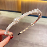 Gold Metal Hairbands For Women Hair Accessories Designer Band Hoops Bow Wedding Pearl Headband Metal Bridal Headwear Bands Clip