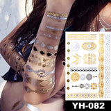 Waterproof Temporary Tattoo Sticker Flowers Mandala Henna Gold Silver Metallic Flash Tatoo Boho Lotus Jewelry Glitter Body Art