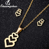 Shuangshuo Stainless Steel Butterfly Animal Jewelry Sets for Women Jewelry Mini Butterfly Necklace Earrings Cute collier Femme