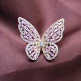 Korea Hot Selling Fashion Jewelry Exquisite Copper Inlaid Zircon Black Smart Butterfly Open Ring Female Prom Ring