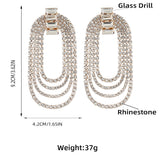 New Shiny Rhinestone Multi-layer Long Tassel Pendant Women's Earrings Dinner Party Wedding Fashion Luxury Jewelry Accessories