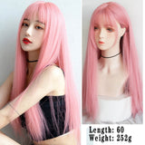 Synthetic Long straight hair black comic bangs girl wig natural bangs cosplay Lolita party Heat-resistant wig