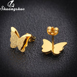 Shuangshuo Stainless Steel Butterfly Animal Jewelry Sets for Women Jewelry Mini Butterfly Necklace Earrings Cute collier Femme