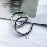 New Geometric Simple Minimalism Round Gold Color Silver Color Thick Metal Hoop Earrings for Women Jewelry 1 cm Wide