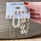 Fashion Gold Hoop Earrings Set Women Pearl Hoop Earrings Oversize Metal Circle Punk Earring Female Fashion Jewelry