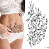 tattoo sticker women flower rose peony black tatouage temporaire femme temporary sleeve tattoo waterproof sexy body art fashion