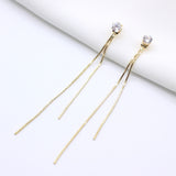 Korean Vintage Glossy Arc Bar Long Tassel Drop Earrings for Women Gold Color Geometric Fashion Jewelry Luxury Hanging Pendientes