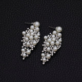 Mtcytea Gold Color Bridal Drop Earrings Simulated Pearl Crystal Statement Earrings for Women Wedding Party Jewelry Gift