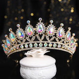 Luxury Blue Rhinestone Crystal Wedding Crown Bride Tiaras And Crowns Queen Diadem Pageant Crown Bridal Hair Jewelry Accessories