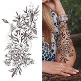 Mtcytea Death Skull Flower Temporary Tattoo For Women Girls Snake Bird Peony Tattoo Sticker Black Fake Blossom Sexy Tatoo Transfer Adult