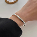 Silver ColorSmooth Surface Heart-Shape Bracelets For Women INS Fashion Elegant Simple Couples Bangles Party Jewelry Gifts