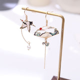 New Fashion Flower Cute Animal Cat Dangle Earrings For Women Moon Stars Kitten Flowers Asymmetrical Earring Party Jewelry Gifts