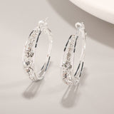 Exquisite Fashion Female Jewelry Silver and Gold Filling White Zircon Crystal Hoop Drop Earrings for Women Wedding Earrings
