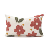 Nordic Style Flower Loop Tufted Cushion Cover Pink Plant Embroidered Decorative Pillows for Sofa Home Bedside Pillowcase