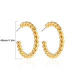 New Fashion Rope Woven Twist Metal Hoop Earrings for Woman Gold Color Large Round Circle Chunky Earring Femme  rend