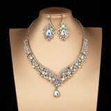 Baroque Crystal Water Drop Bridal Jewelry Sets Rhinestone Tiaras Crown Necklace Earrings for Bride Wedding Dubai Jewelry Set