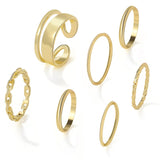 10pcs Punk Gold Color Chain Rings Set For Women Girls Fashion Irregular Finger Thin Rings Gift Female Knuckle Jewelry Party