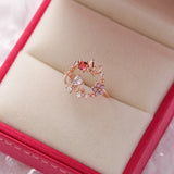 New Fashion Crystal Zircon Rings Sweet Flower Leaf Butterfly Adjustable Open Rings Female Wedding Engagement Jewelry Gift