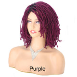 Braided Wig 10inch Synthetic Hair Short Bob Wig for Women Black Blonde Red Dreadlock Goddess Faux Nu Locs Curly Twist Wig Female