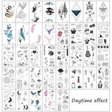 Blue Luminous Tattoo Sticker Women Arm Face Glowing Tattoo Body Art Tattoo Snake Butterfly Electric Syllable Party Tattoo New