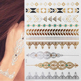 1 sheet Flash Boho Metallic Gold Feathers Shimmering Jewellery Festival Temporary Tattoo